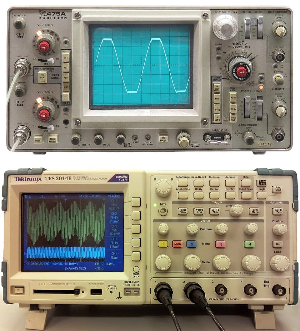 Analog and digital oscilloscopes